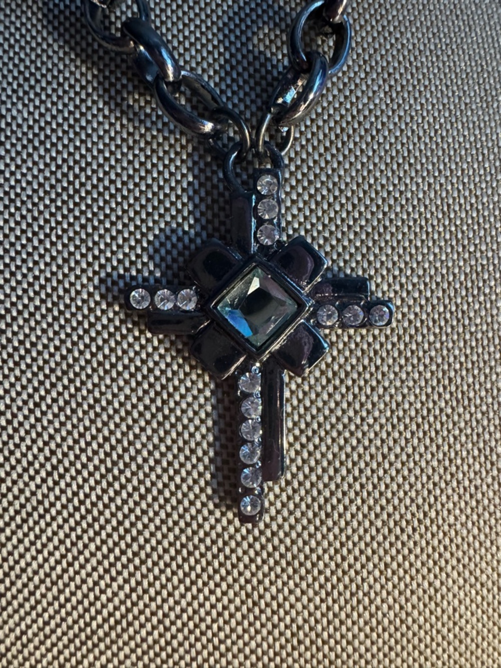Cross Pendant Necklace with Black Cord - Picture 2 of 3